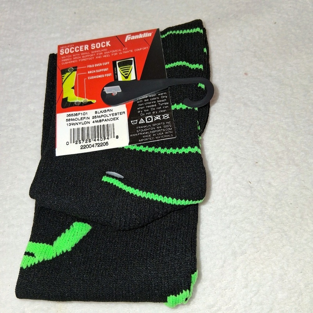 NWT Franklin Neo-Fit Kids Soccer‎ Socks  Small (Shoe SZ 10-1) Neon Green - Picture 2 of 2